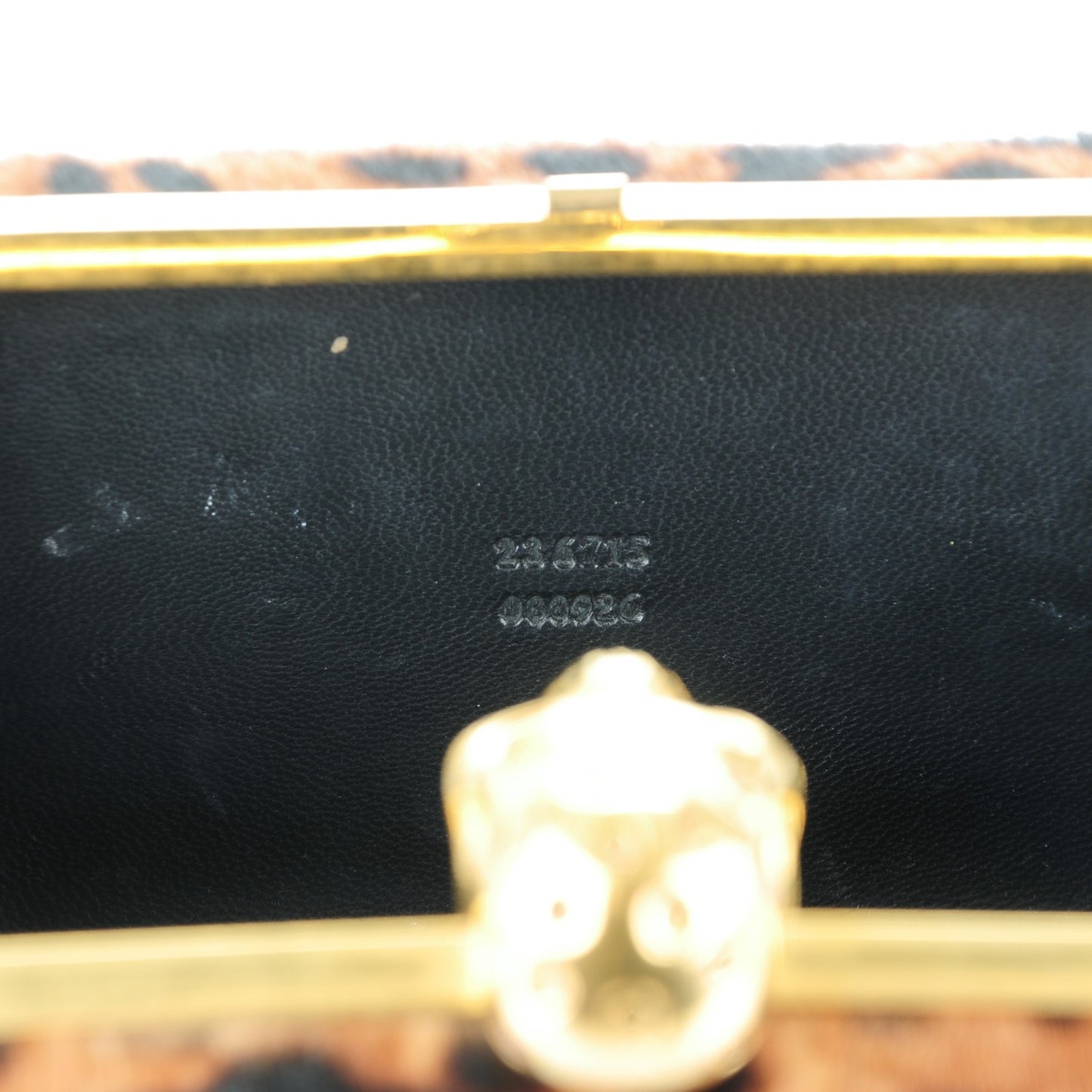 Leopard Print Calf Hair Skull Box Clutch