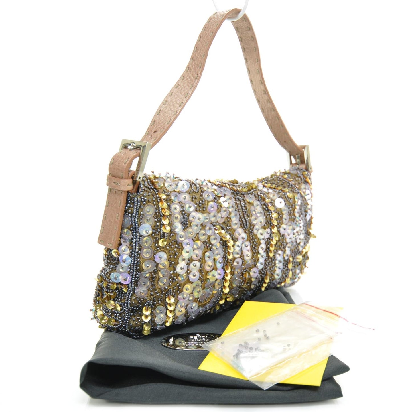 Sequin Calfskin Romano Selleria Beaded Baguette
