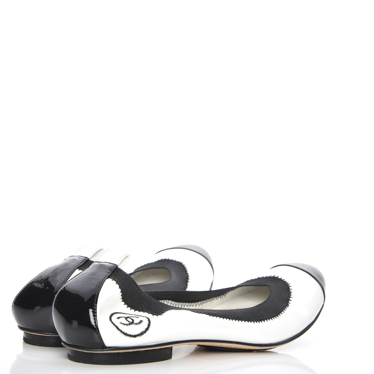 Patent CC Elastic Cap Toe Ballerina Flats 37 White Black