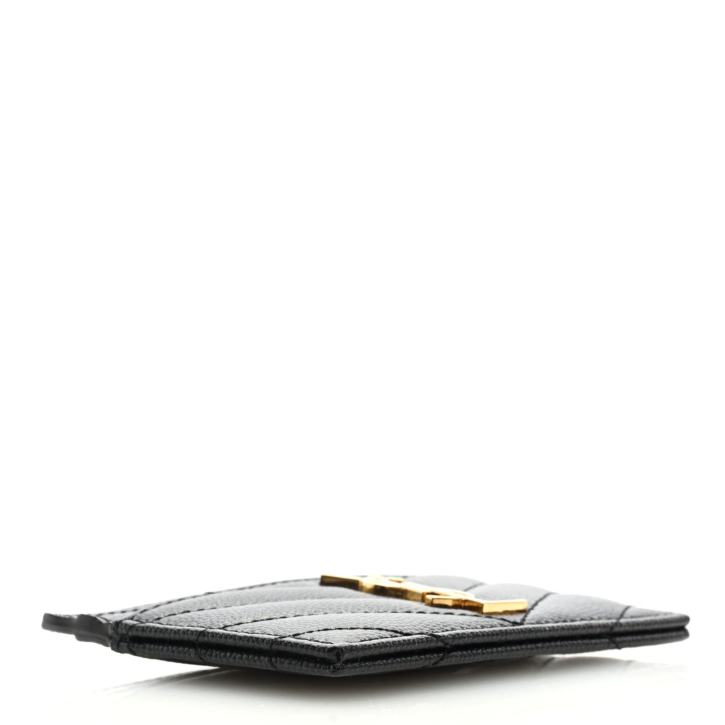 Grain De Poudre Matelasse Chevron Monogram Credit Card Case Black