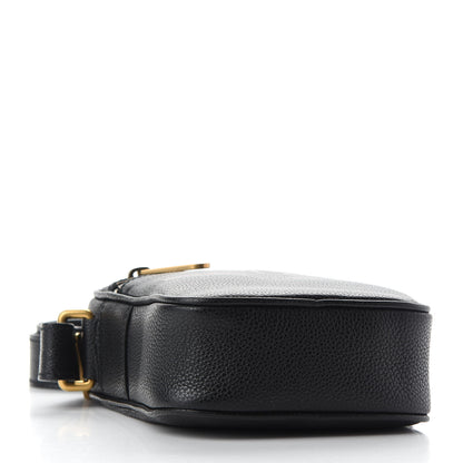 Gucci Grained Calfskin Mini Logo Messenger Bag Black 3 of 8