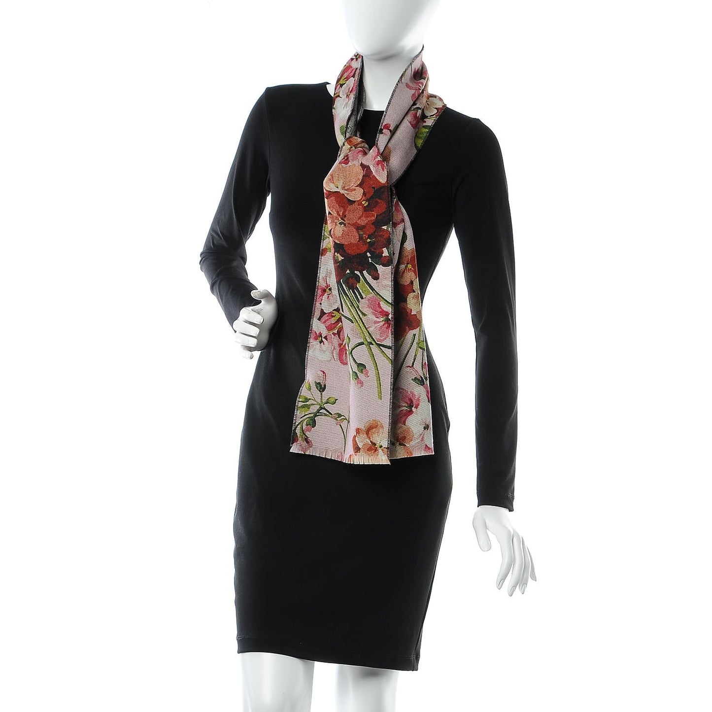 Wool GG Monogram Miniorophin Scarf Shell Pink