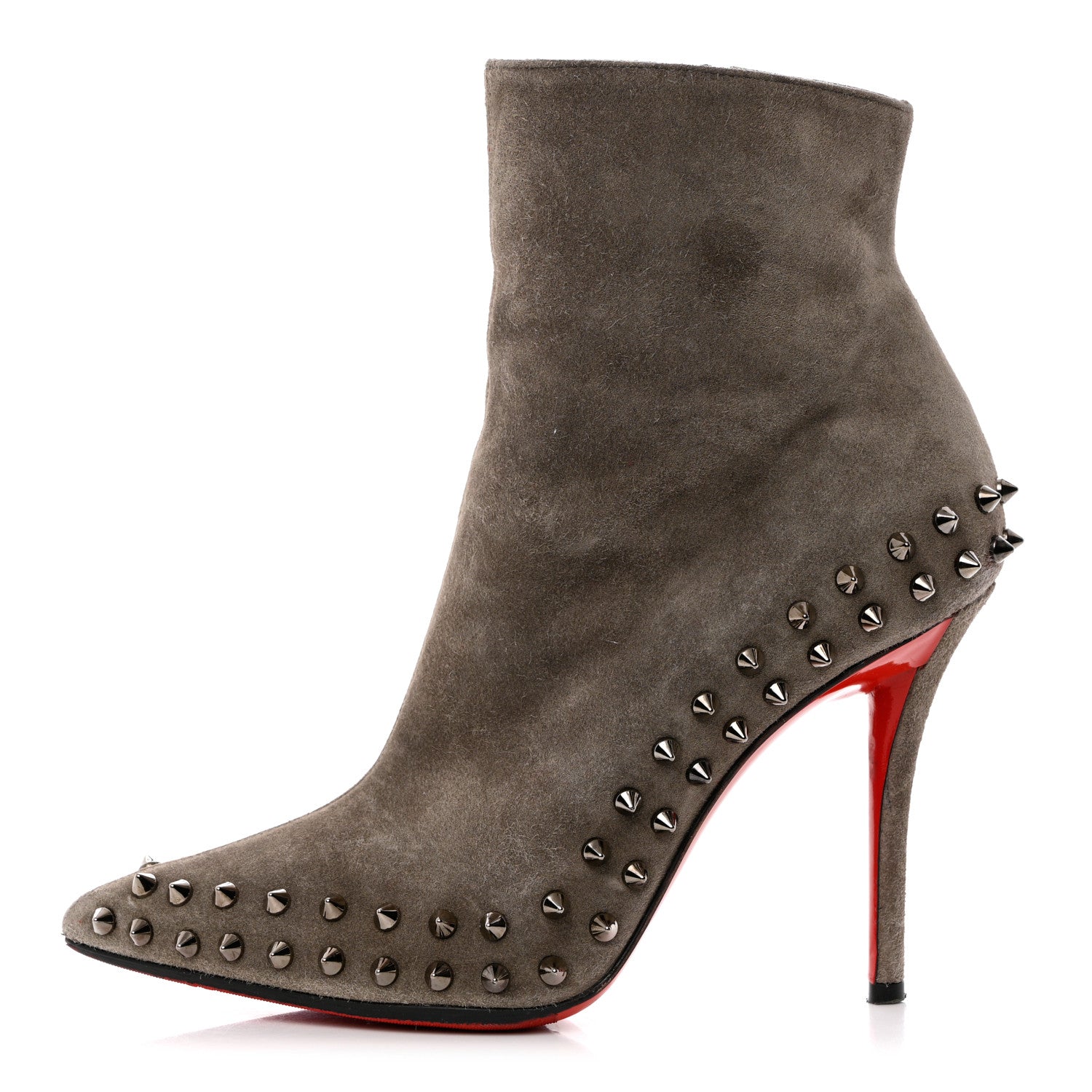 Christian Louboutin Veau Velours Willetta 100 Ankle Boots 36.5 Cendre Gun 1 of 10