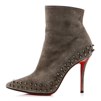 Christian Louboutin Veau Velours Willetta 100 Ankle Boots 36.5 Cendre Gun 1 of 10