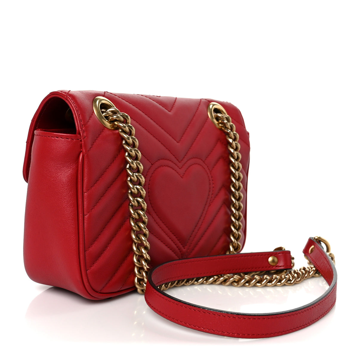 Gucci Calfskin Matelasse Mini GG Marmont Shoulder Bag Hibiscus Red 3 of 11