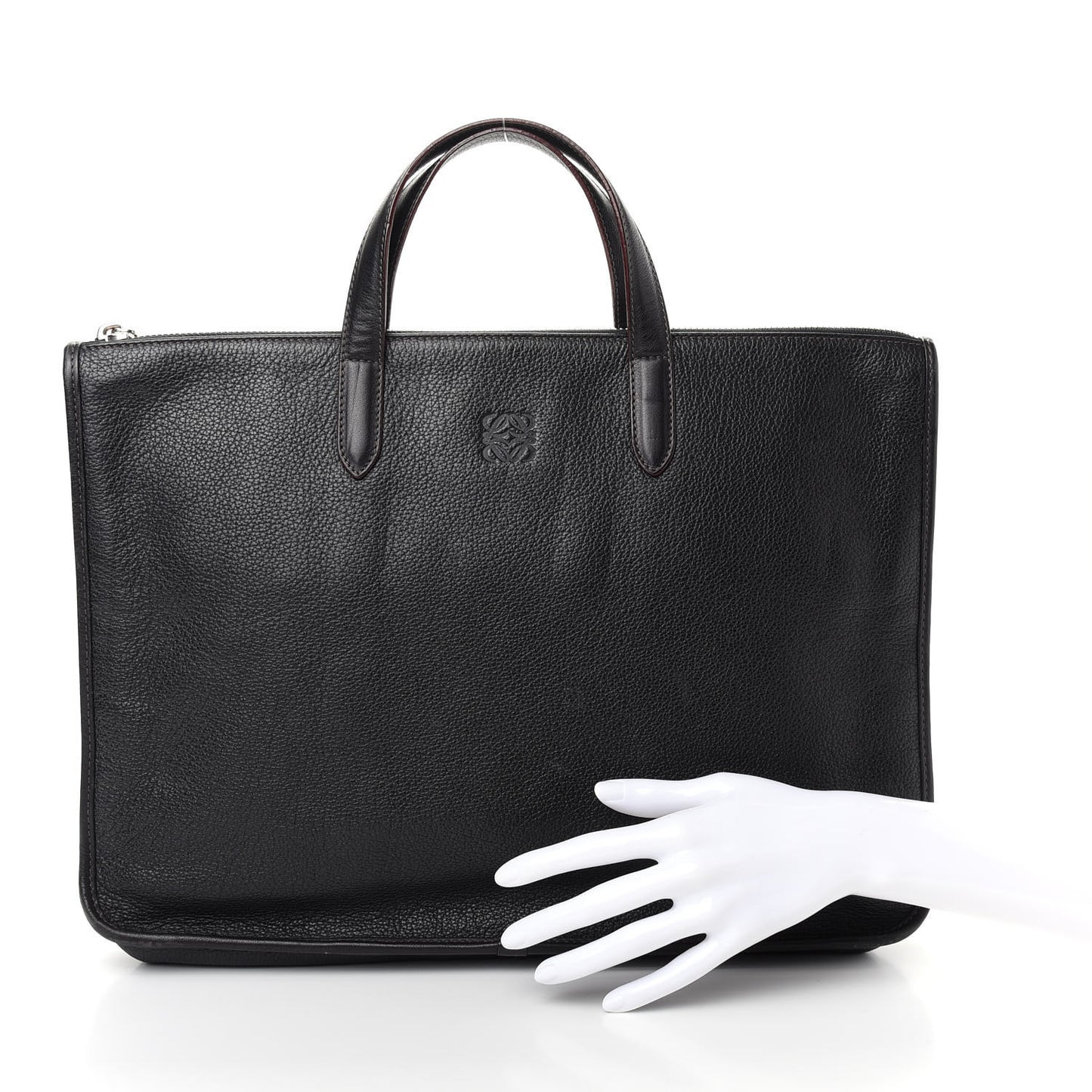 Grained Calfskin Briefcase Black