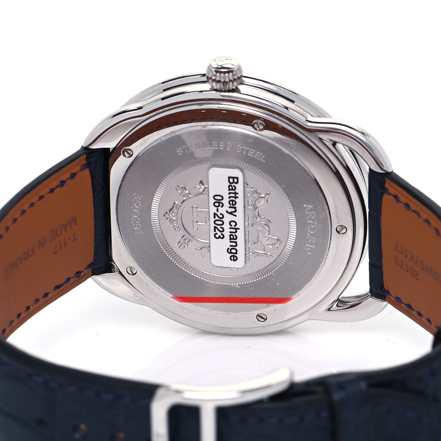 Hermes Stainless Steel Alligator 40mm Arceau Quartz Watch Bleu Abysse 4 of 5