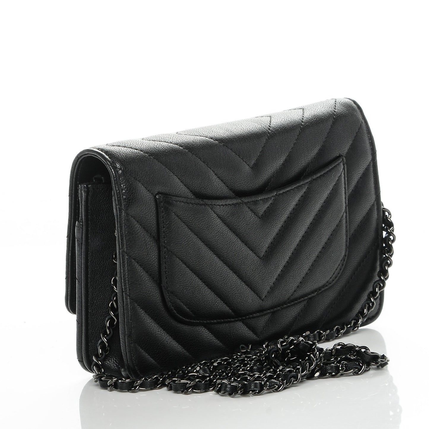 Sheepskin Chevron Reissue Wallet On Chain WOC So Black