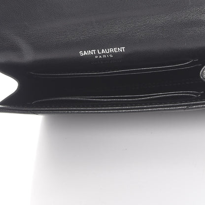 Saint Laurent Lambskin Y Quilted Monogram Small Loulou Envelope Wallet Black 5 of 8