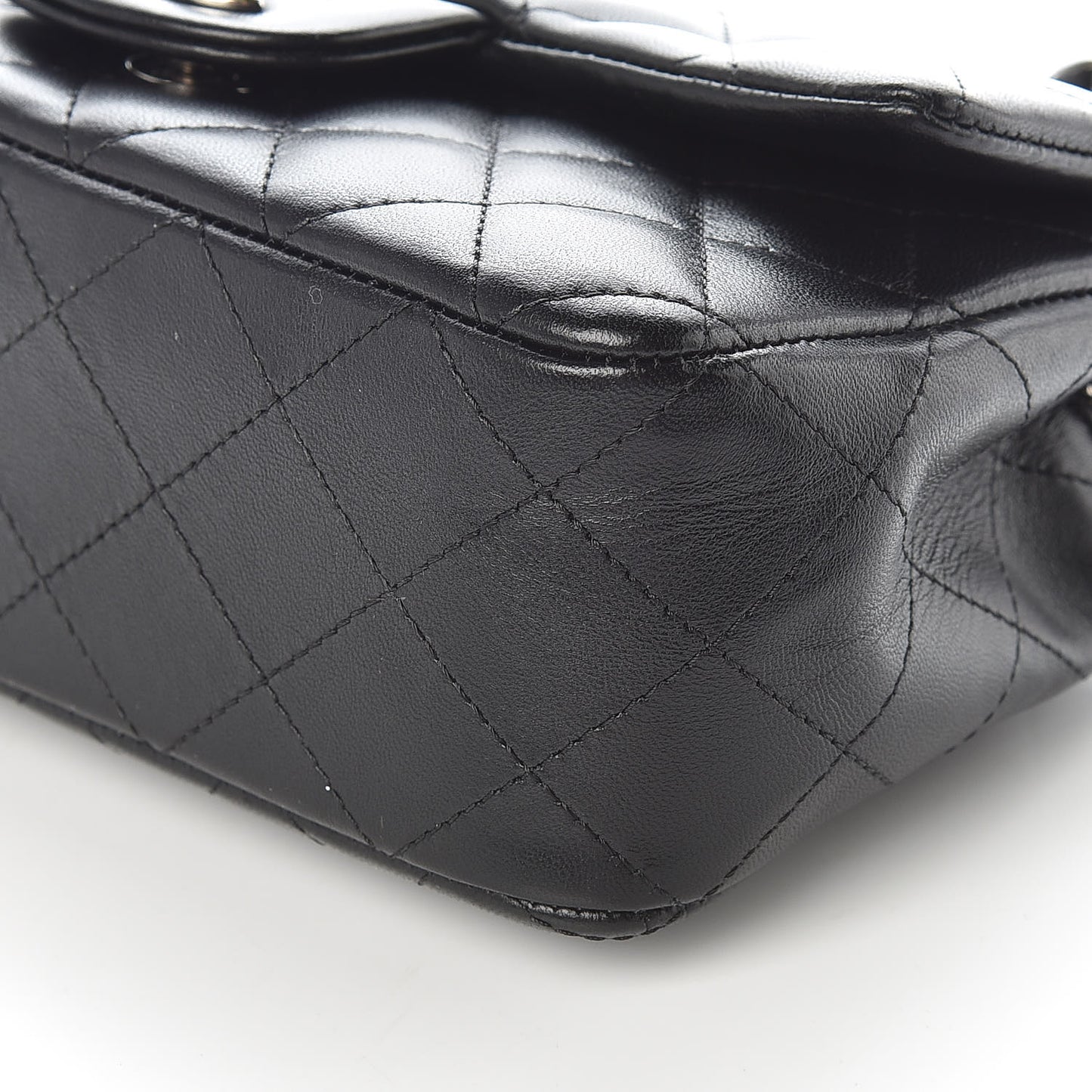 Lambskin Quilted Mini Rectangular Flap Black