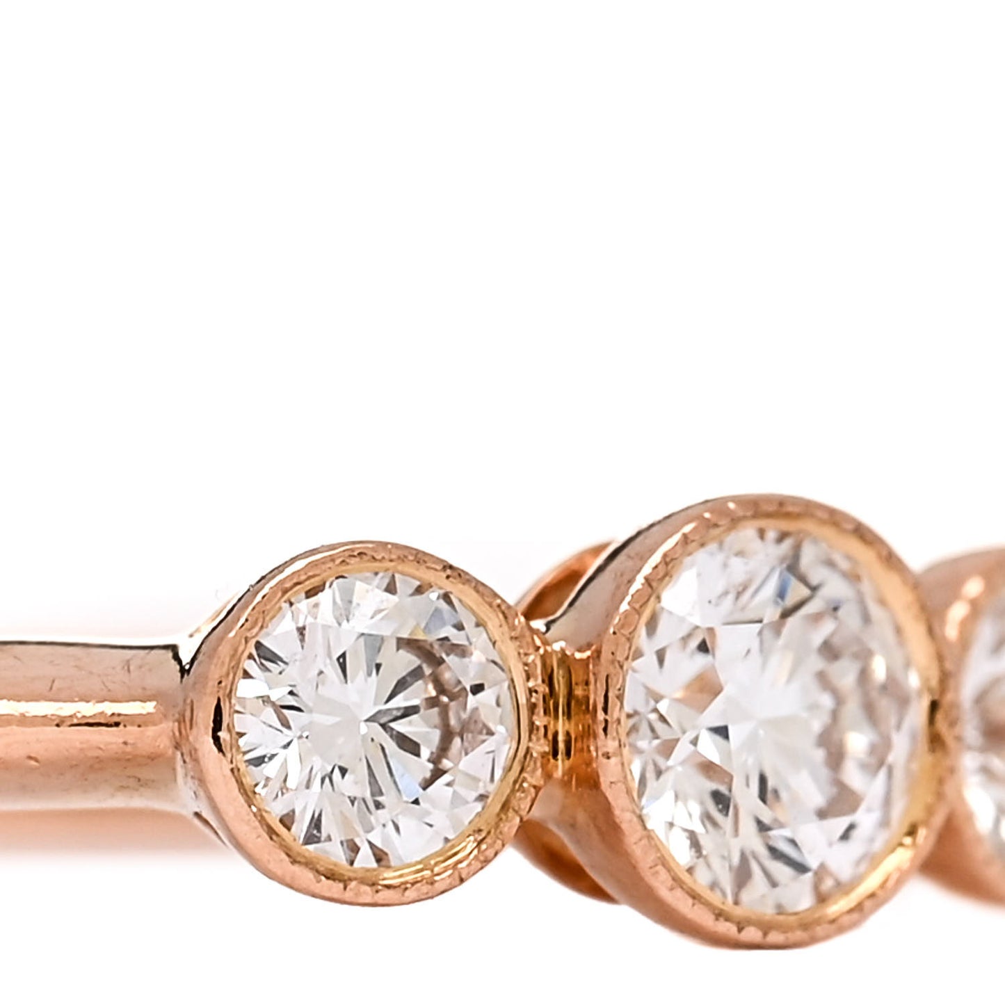 18K Rose Gold Diamond Three Stone Milgrain Ring 48 4.5