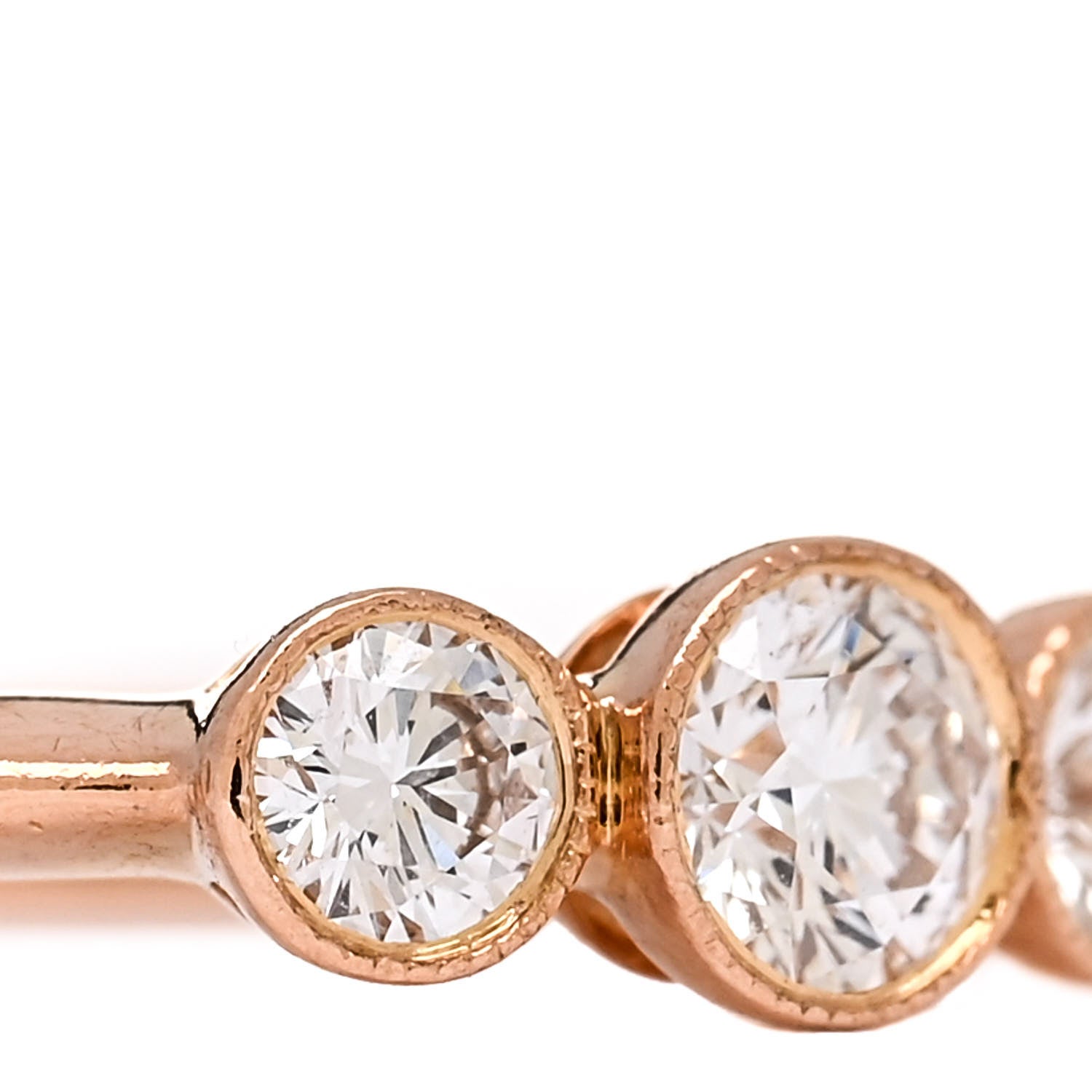 Tiffany 18K Rose Gold Diamond Three Stone Milgrain Ring 48 4.5 6 of 7