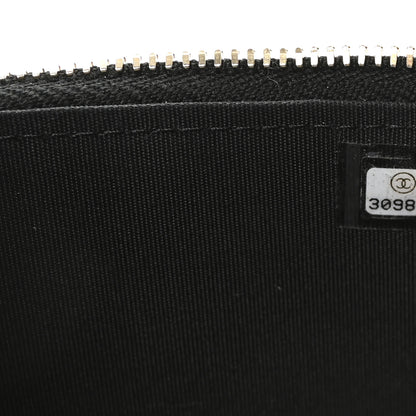 Chanel Raffia Jute Striped Small Vanity Case With Chain Black Beige 7 of 10