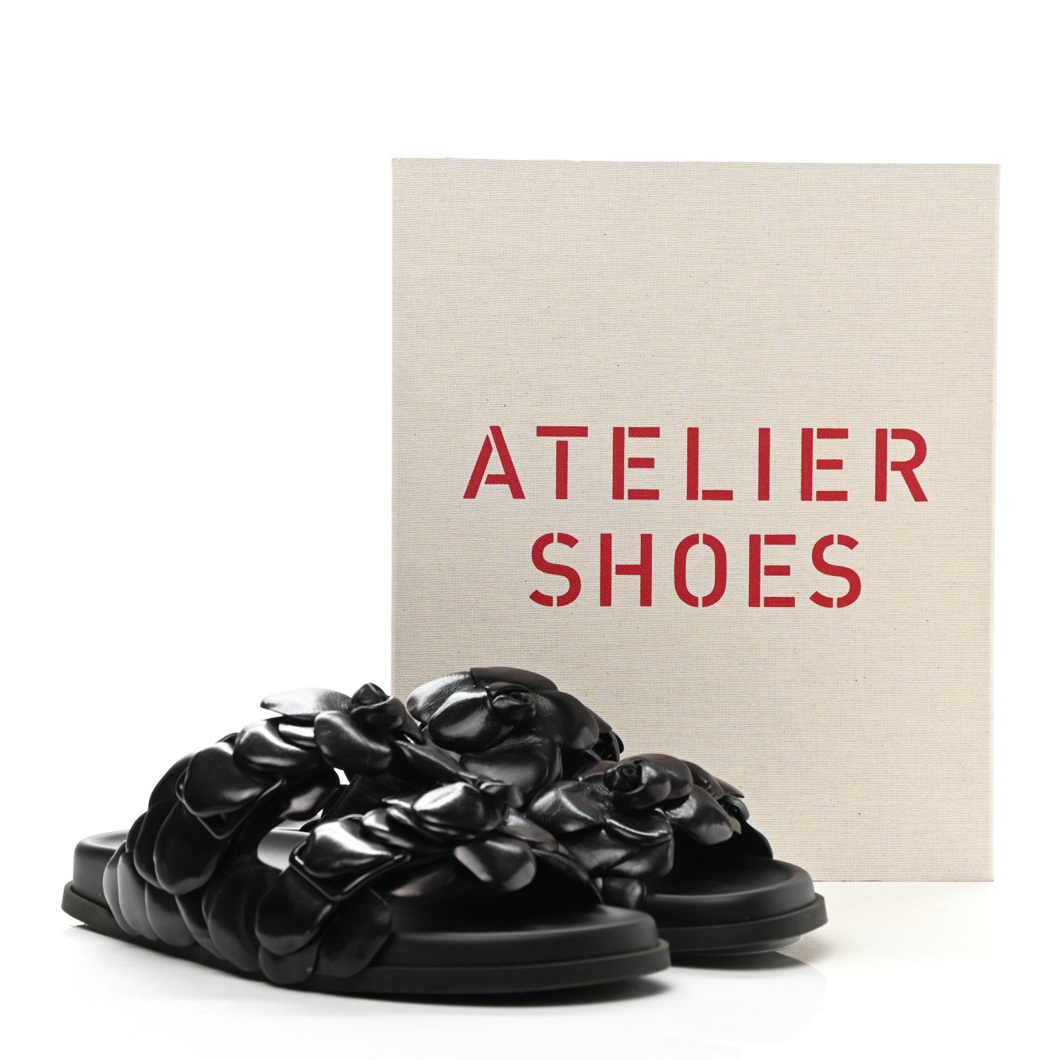 Valentino Garavani Kidskin Atelier 03 Rose Edition Double Buckle Slide Sandals 40 Black 9 of 9