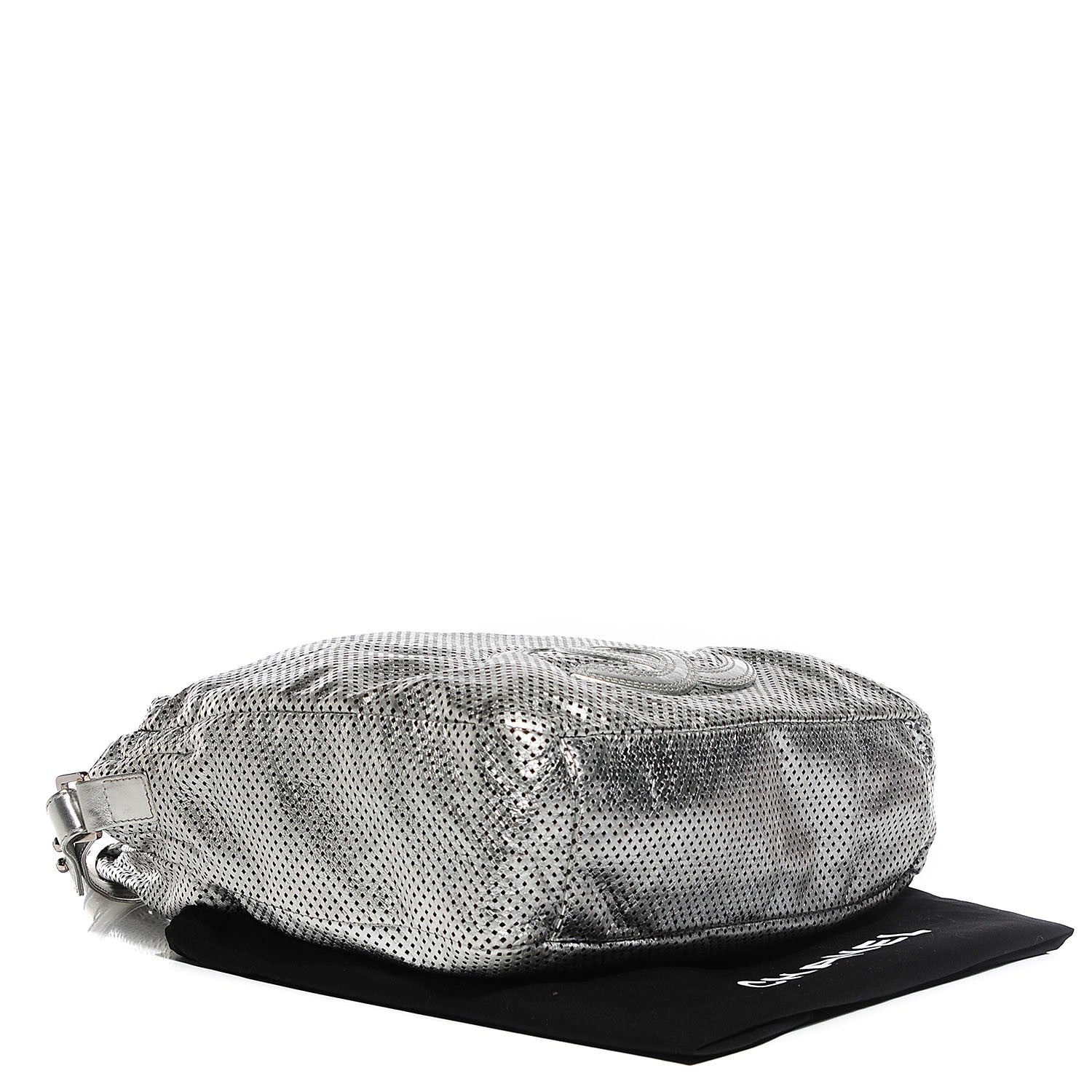 Chanel Metallic Glazed Calfskin Perforated Medium Rodeo Drive Tote Silver 4 of 7