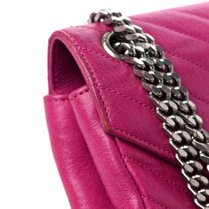 Saint Laurent Sheepskin Matelasse Chevron Medium Monogram Chain Bag Electric Pink 14 of 16
