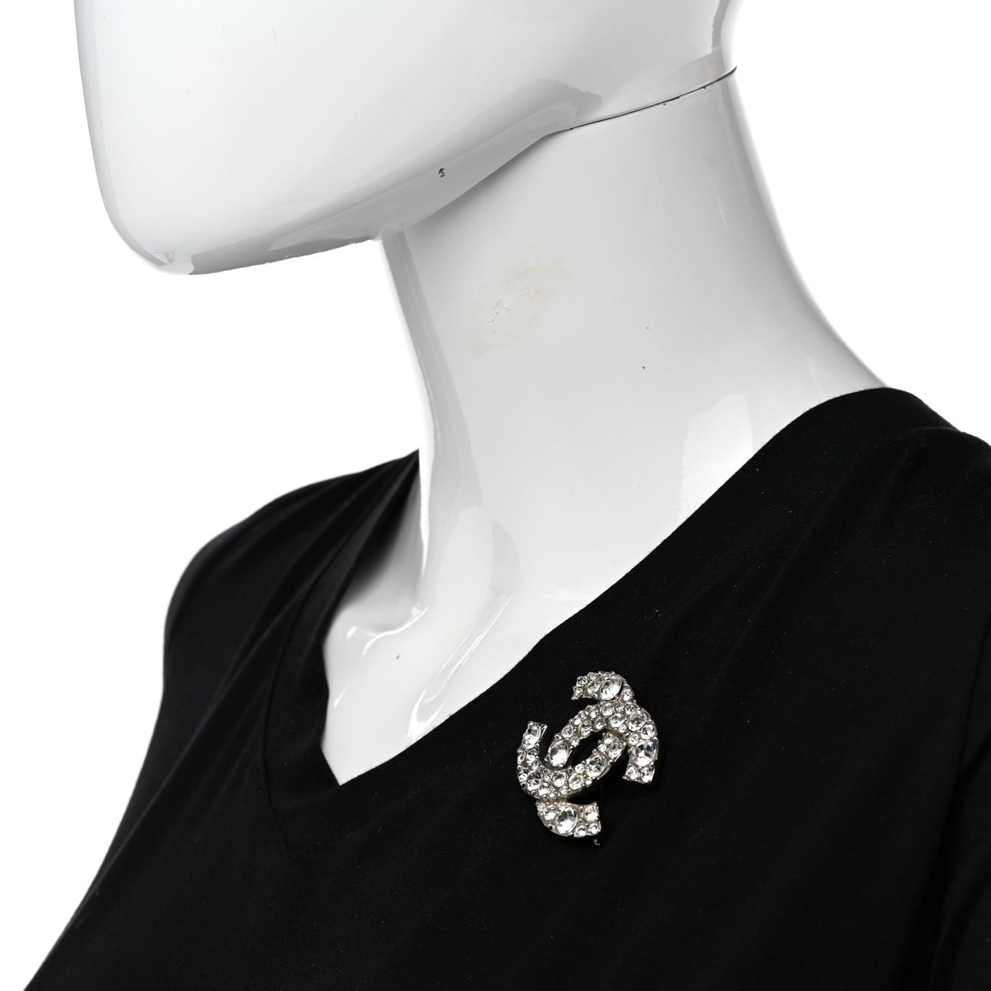 Crystal Large CC Brooch Silver