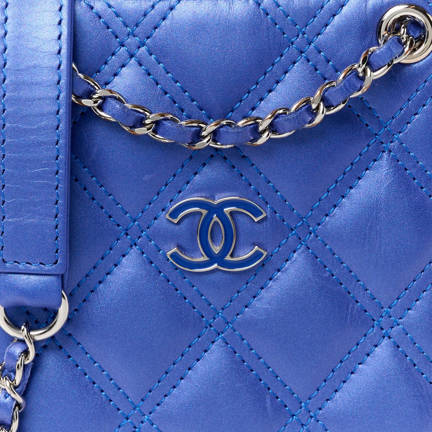 Calfskin Quilted Crossbody CC Phone Holder Dark Blue