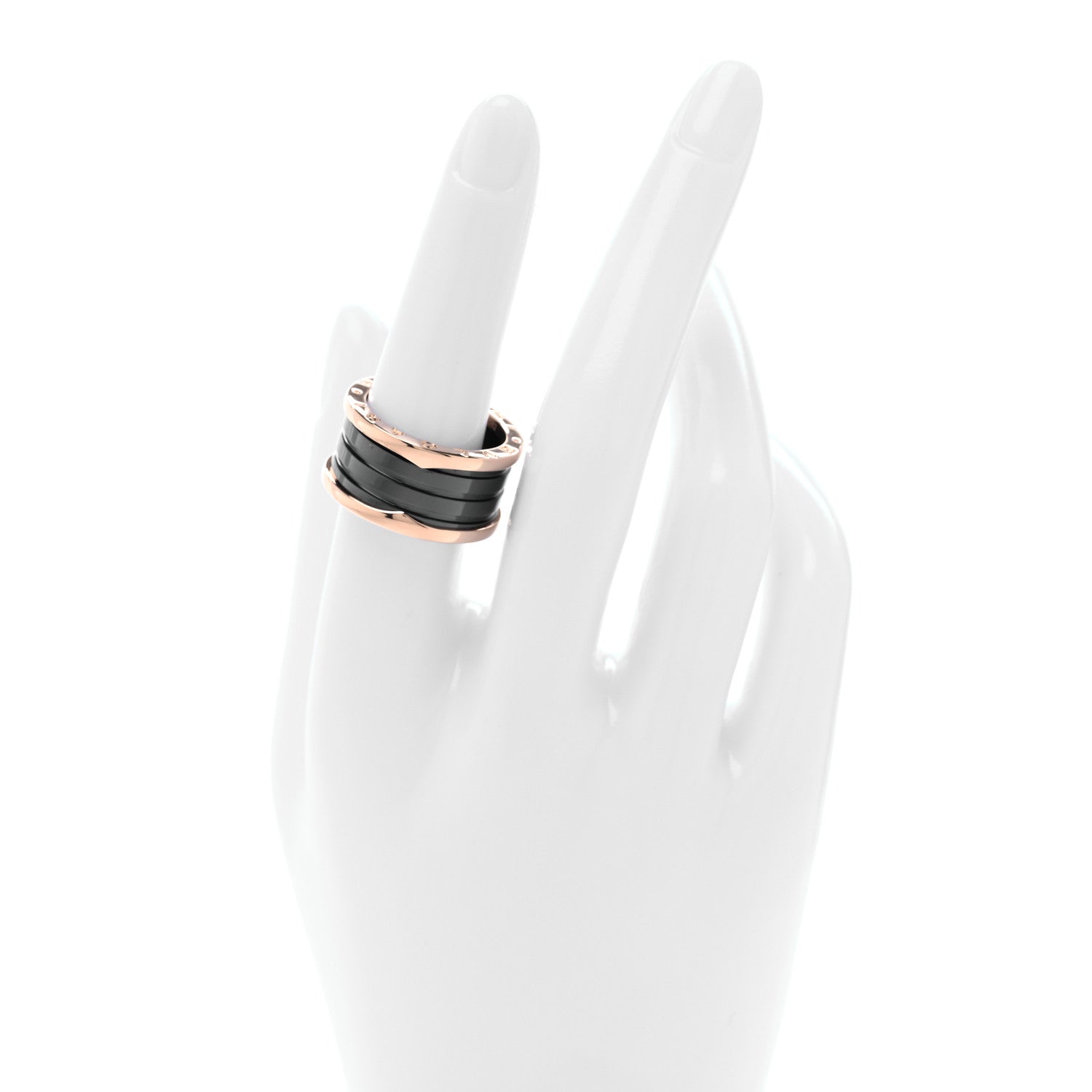 Bulgari 18K Rose Gold Black Ceramic B.Zero1 Four-Band Ring 56 7.5 2 of 4