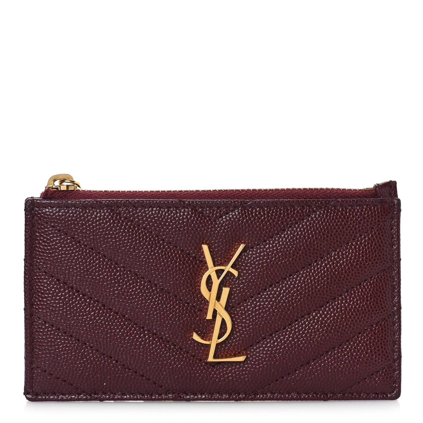 Grain De Poudre Matelasse Chevron Monogram Fragments Zippered Card Case Rouge Legion
