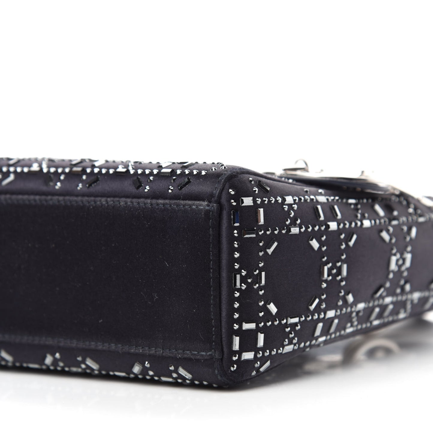 Satin Crystal Cannage Mini Lady Dior Navy