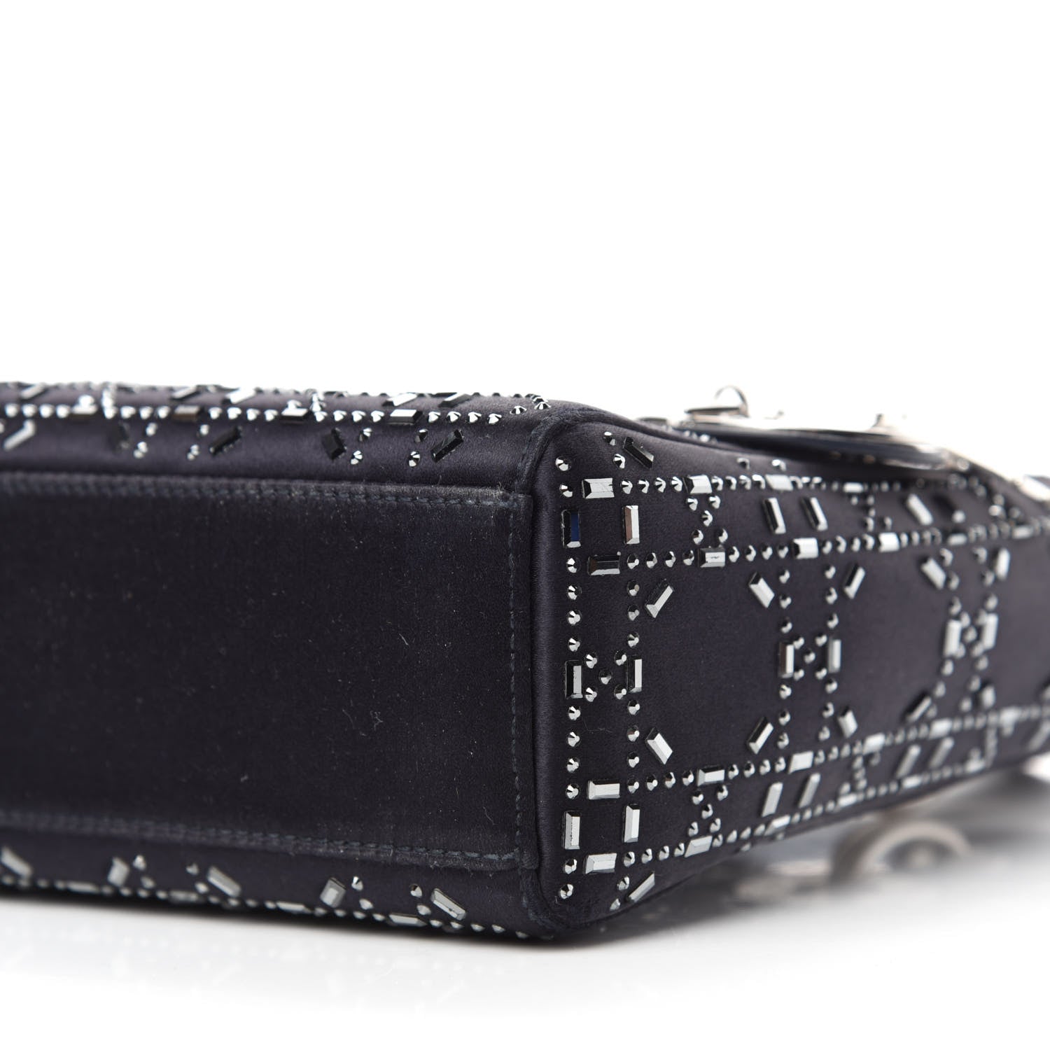 Christian Dior Satin Crystal Cannage Mini Lady Dior Navy 7 of 10