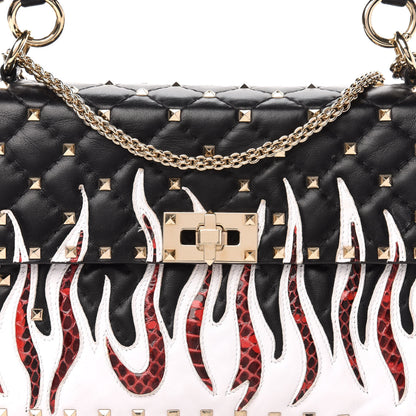 Valentino Garavani Lambskin Ayers Flames Medium Rockstud Spike Shoulder Bag Black 14 of 14