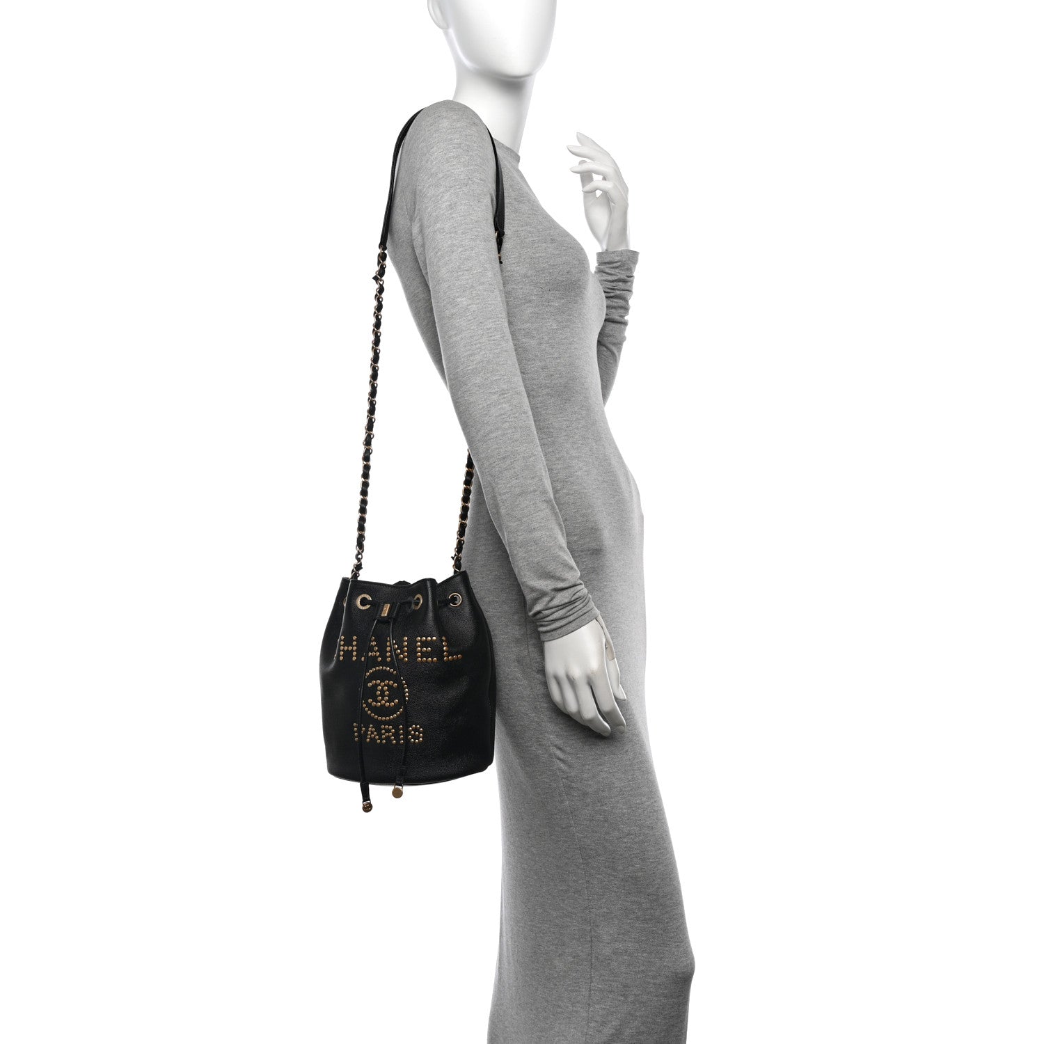 Chanel Caviar Deauville Drawstring Bucket Bag Black 2 of 10