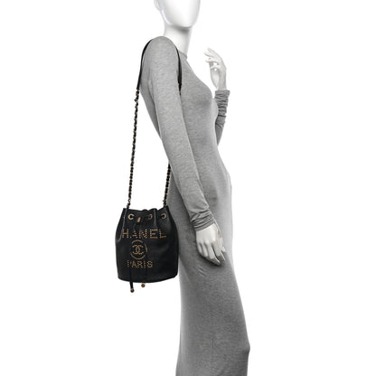 Chanel Caviar Deauville Drawstring Bucket Bag Black 2 of 10