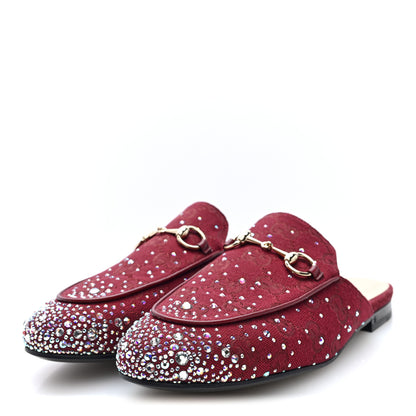 Gucci Crystal Canvas GG Monogram Nappa Womens Princetown Slippers 37.5 Rosso Ancora 2 of 9
