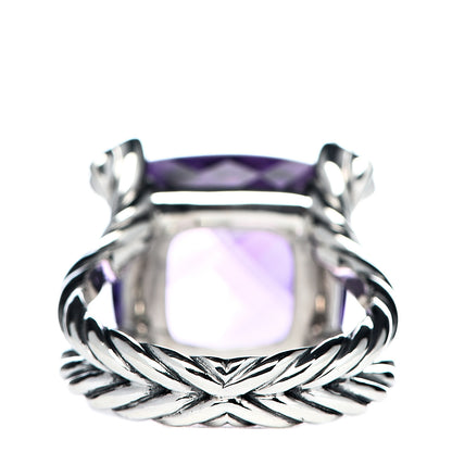 David Yurman Sterling Silver Diamond Amethyst 15mm Cushion On Point Ring 52 6 4 of 5