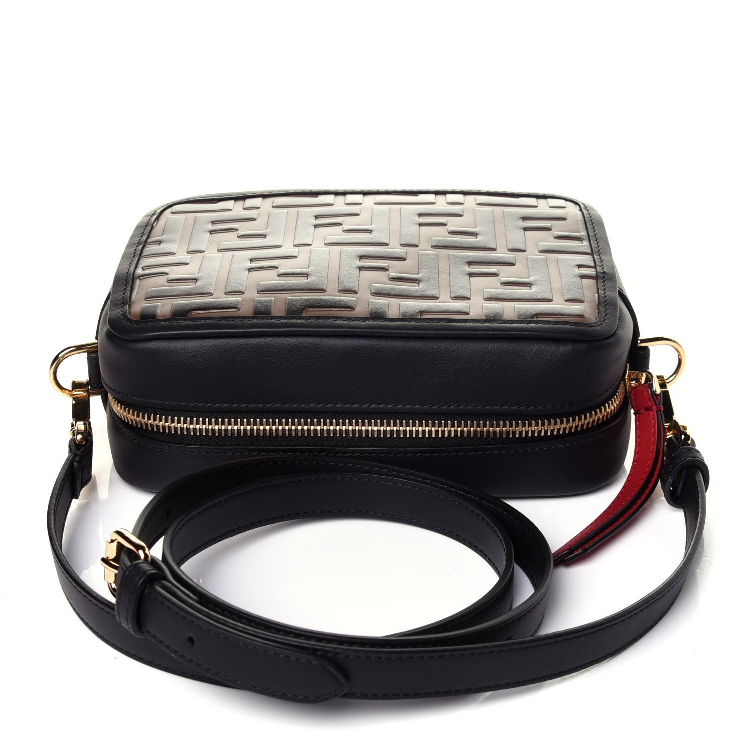Fendi Vitello Century Bi-Color FF 1974 Embossed Mini Camera Case Maya Black 11 of 11