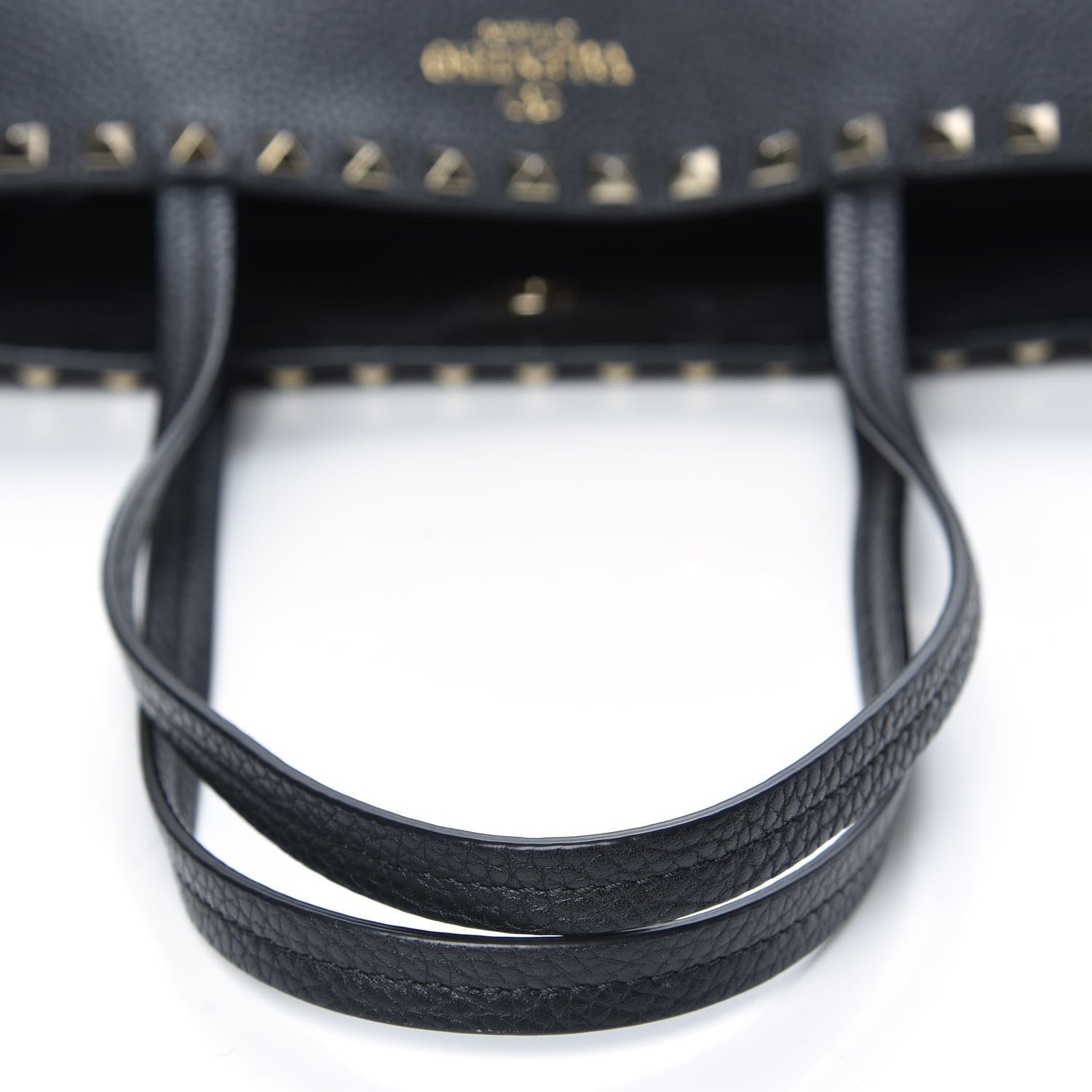Valentino Garavani Grained Calfskin Rockstud Shoulder Tote Black 10 of 10