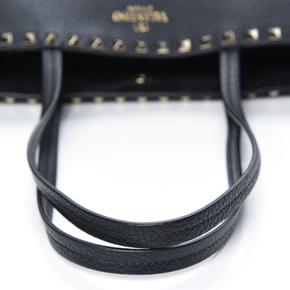 Valentino Garavani Grained Calfskin Rockstud Shoulder Tote Black 10 of 10