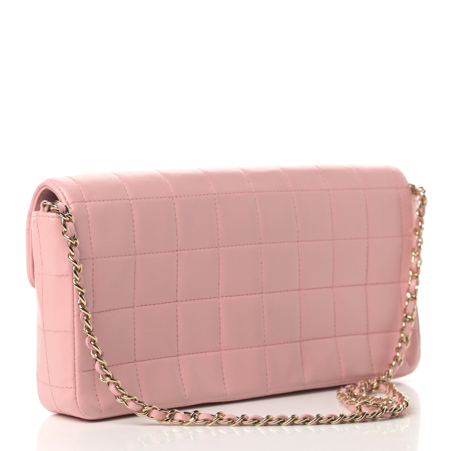 Lambskin East West Chocolate Bar Flap Pink