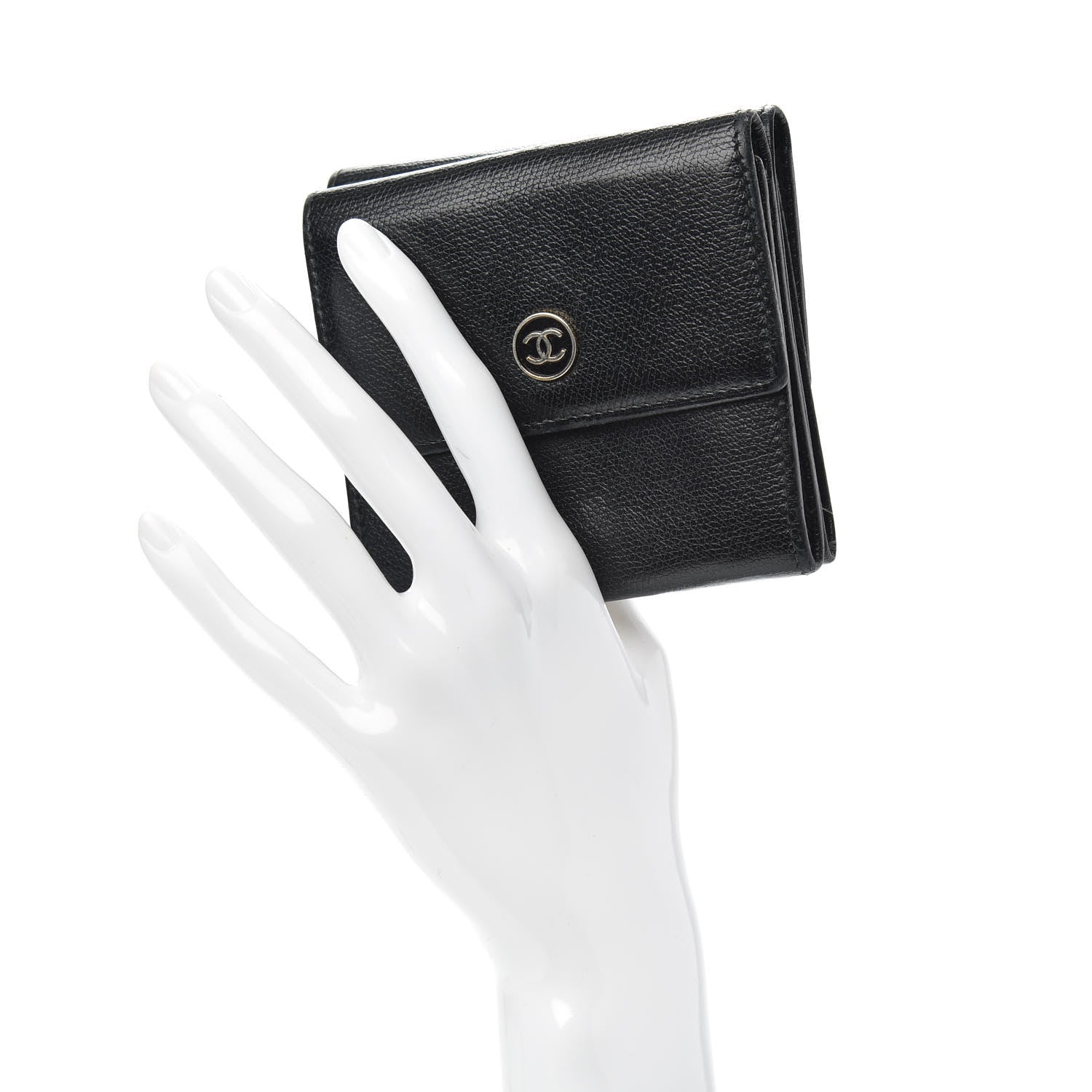 Chanel Grained Calfskin CC Button Flap Wallet Black 2 of 10
