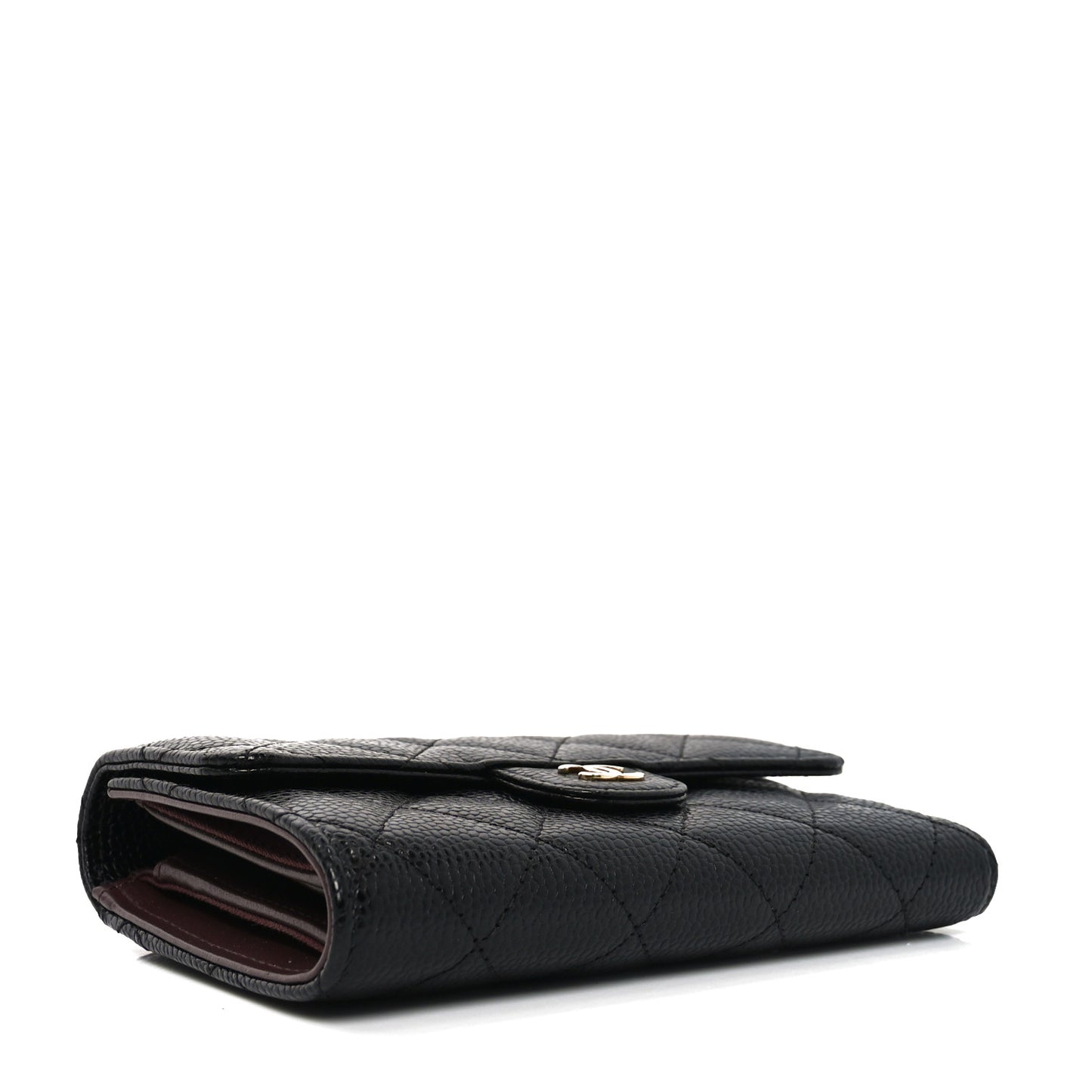 Caviar Quilted Medium Flap Wallet Black