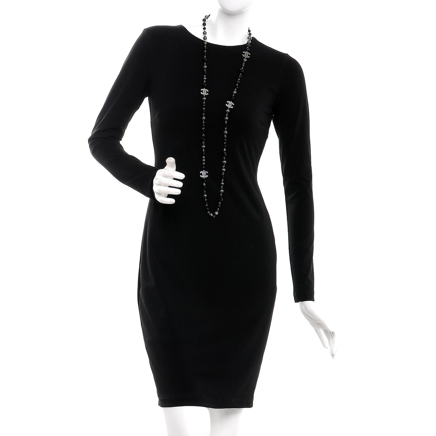 Ruthenium Pearl Bead CC Long Necklace Black