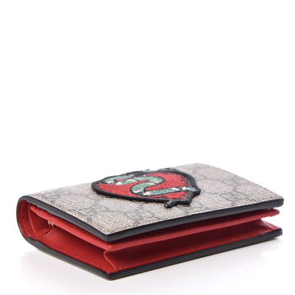 Gucci GG Supreme Monogram Kingsnake Heart Embroidered Print Card Case Red 4 of 11