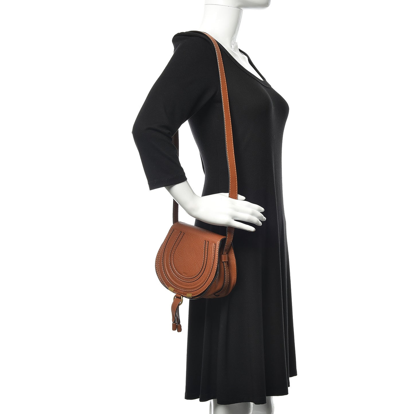 Calfskin Mini Marcie Round Crossbody Bag Tan