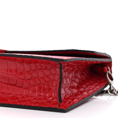Christian Louboutin Calfskin Alligator Embossed Elisa Baguette Red 9 of 9