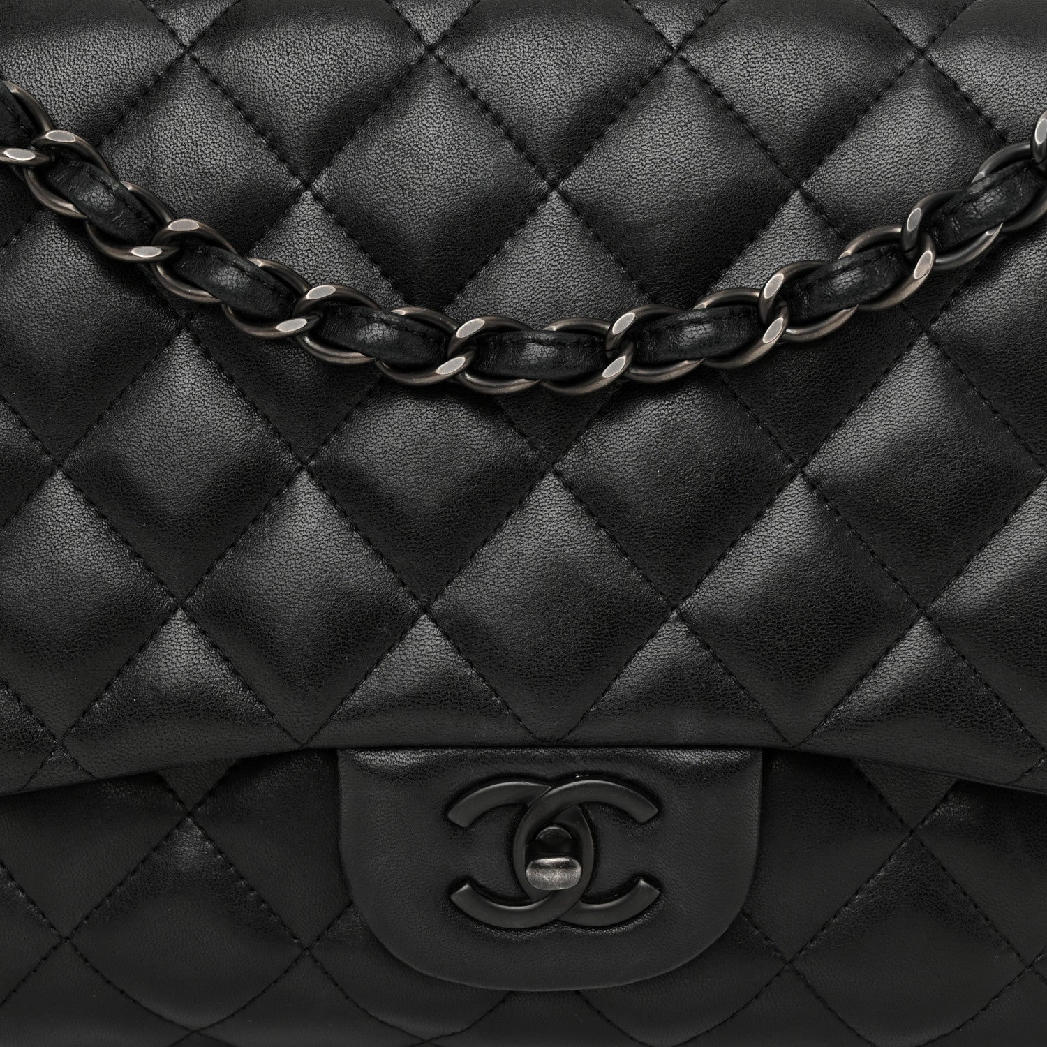 Chanel Lambskin Quilted Jumbo Double Flap So Black 8 of 11