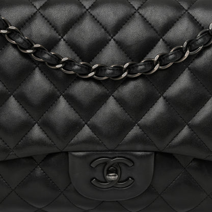 Chanel Lambskin Quilted Jumbo Double Flap So Black 8 of 11