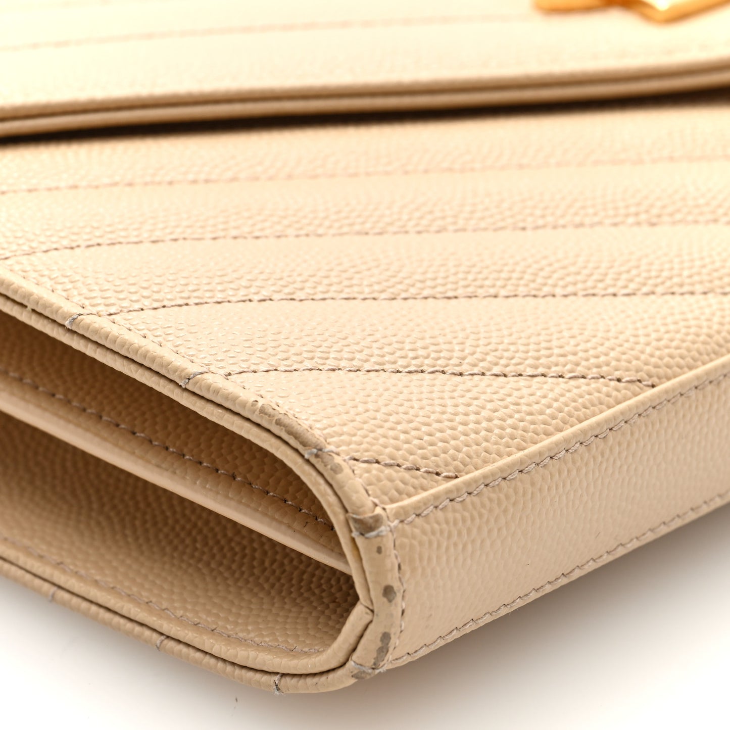 Grain De Poudre Matelasse Chevron Monogram Chain Wallet Nude Powder