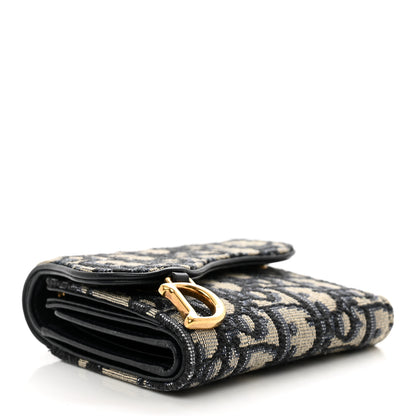 Christian Dior Oblique Saddle Lotus Wallet Blue 4 of 8