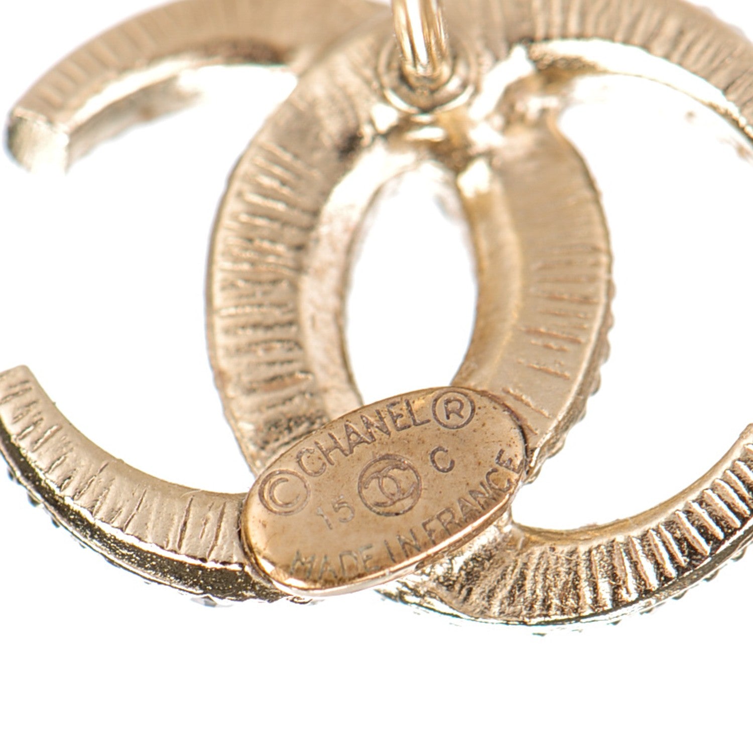 Chanel Crystal CC Moon Earrings Gold 4 of 5