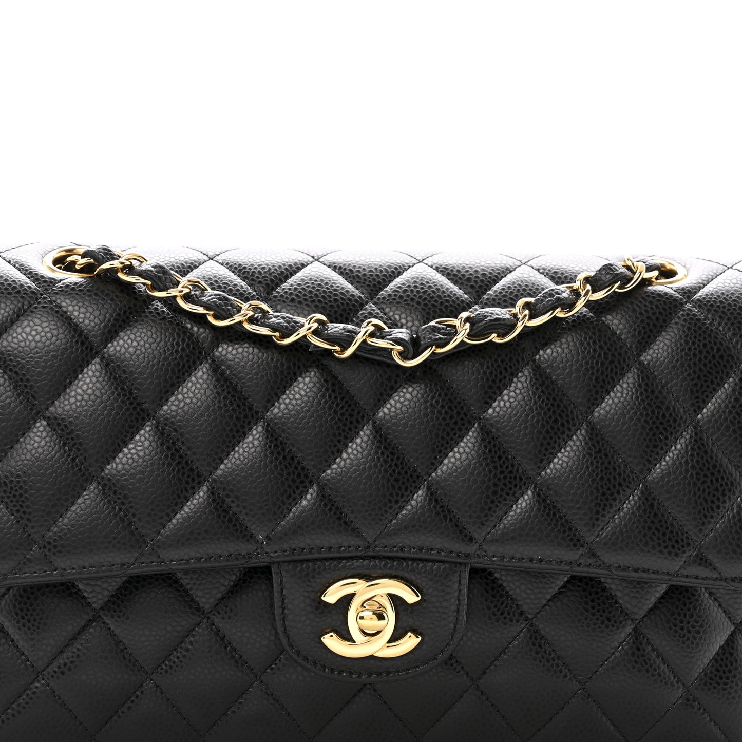 Caviar Quilted Medium Double Flap Black