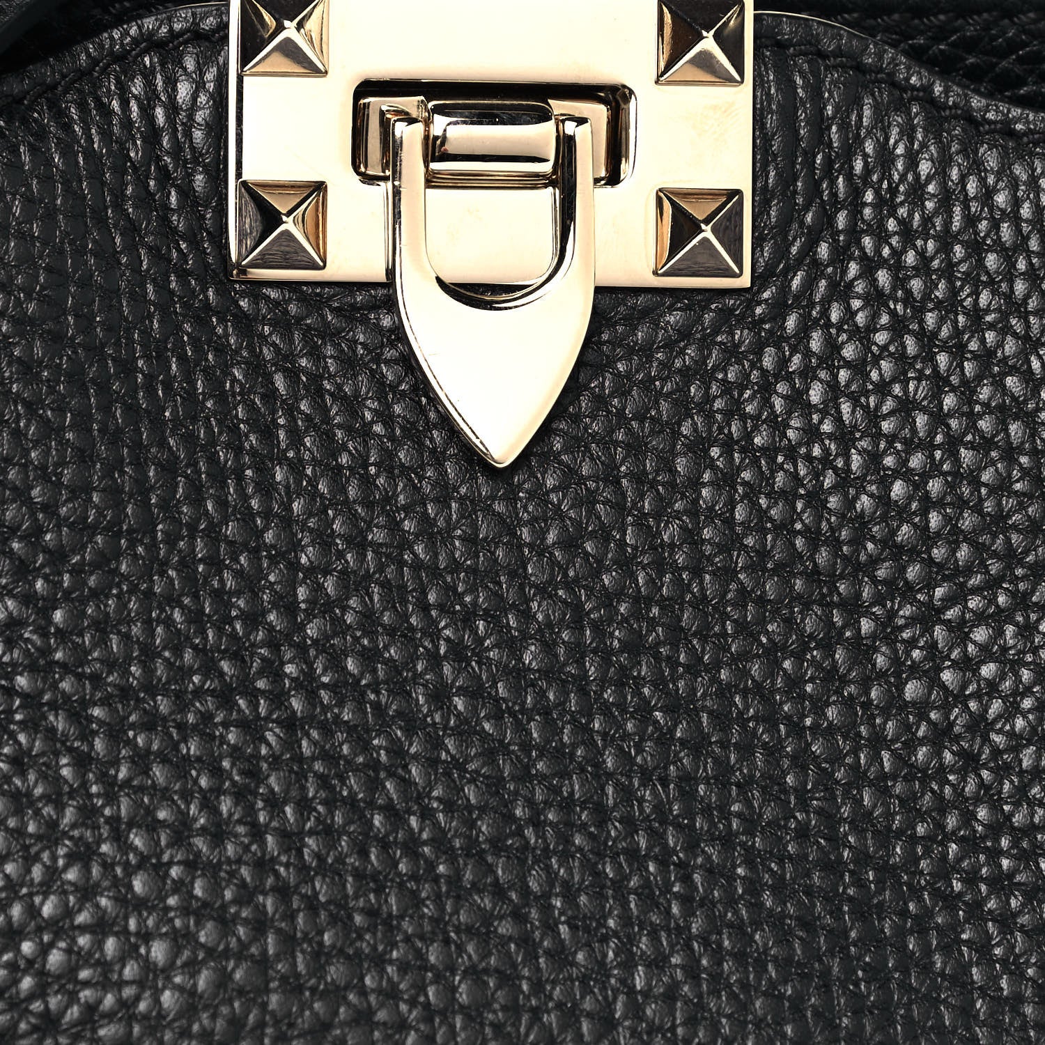 Valentino Garavani Pebbled Calfskin Mini Rockstud Flip-Lock Messenger Bag Black 7 of 9