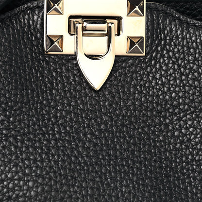 Valentino Garavani Pebbled Calfskin Mini Rockstud Flip-Lock Messenger Bag Black 7 of 9