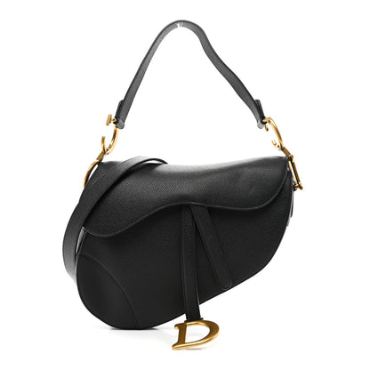 Christian Dior Grained Calfskin Saddle Bag With Strap Black 1 of 11